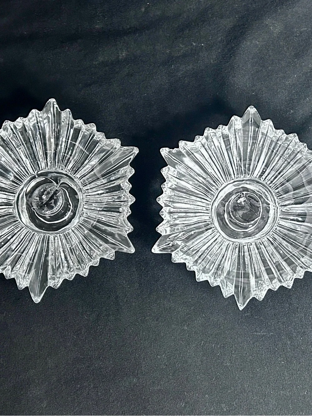 Set of Vtg Mikasa Crystal Motion Starburst Art Glass Candle Holders Austria